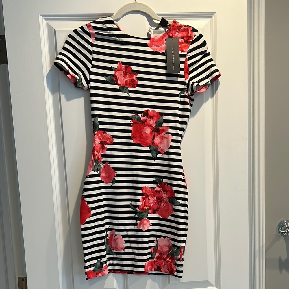 French connection Striped Floral Dress